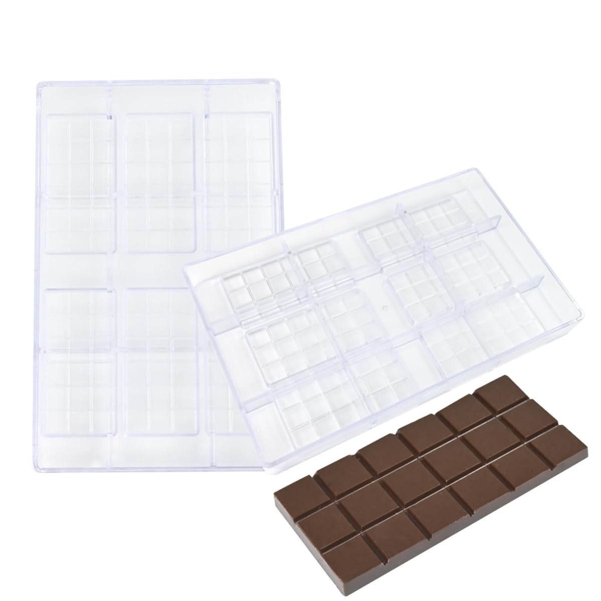 TUKE Moule à chocolat en polycarbonate pour chocolat, bonbons, savon – Outils de cuisson professionnels – Sans BPA, durable et réutilisable (B _ rectangle)