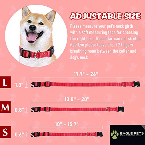 Image of Dog Collar and Leash Set, Adjustable Nylon Collar with Leash for Small Medium and Large Dogs, Quick Release and Breathable Collar for Puppies (Large, Red)