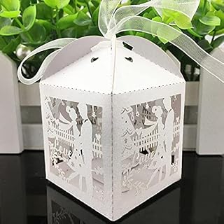 GIAMA 20pc Dragees Bonbonniere Caja Boda Favor de la Boda Hollow Chocolate Caja de Papel Cajas de Caramelo Decoración de Fiesta Dulce Embalaje