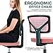 DUMOS Armless Desk Chairs with Wheels, Ergonomic Adjustable Home Office Swivel Rolling Task Chair No Arms, Comfy Mesh Mid Back Computer Work Vanity Desk Seat for Small Spaces, New Pink
