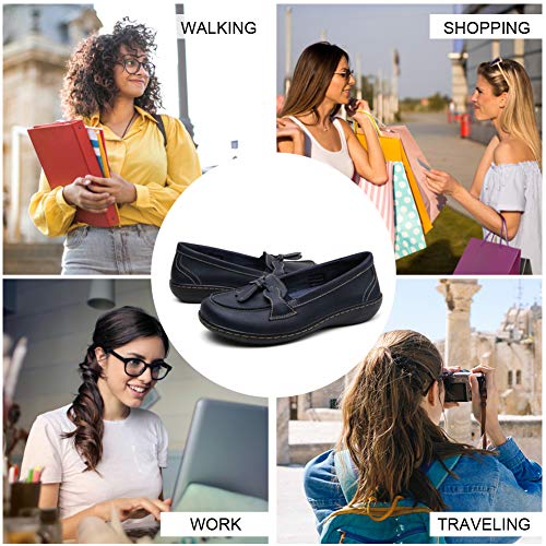 Image of Maichal Loafers for Women Slip On Comfort Leather Tassel Dress Shoes