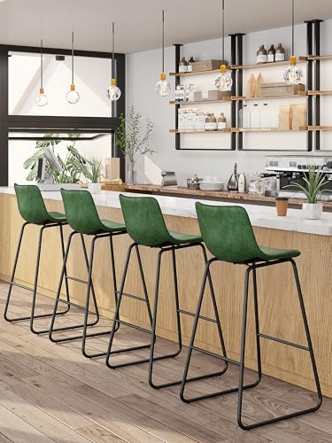 Image of 30in Bar Stools Counter Height Chairs Set of 6 Metal Legs (Green)