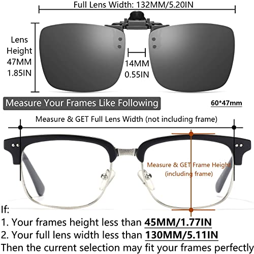 CAXMAN ClipOn Sunglasses for Prescription Glasses