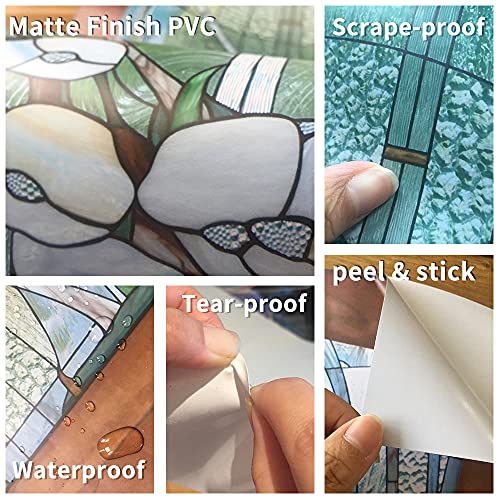 Nature Art Self Stick Vinyl Door Mural Sticker, Peel And Stick Removable Refrigerator Wrap Decal, Green Leaves, 32.3X78.7", 2 Pcs Set #TOP7