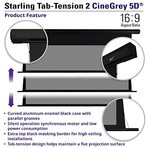 Image of Elite Screens Starling Tab-Tension 2 CineGrey 5D, 120 inch 16:9, Ceiling and Ambient Light Rejecting Electric Projector Screen Programmed Remote Kit, CineGrey 5D Projection Material, STT120U2HD5-E12
