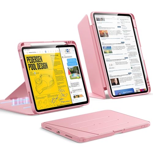 Image of ESR for iPad Air 11 Inch Case M4 /M3 /M2 (2026 /2025 /2024), iPad Air 5th /4th Gen Case (2022 /2020), Vertical Stand Cover with Pencil Holder, Ultra-Stable Cover, Multi Stand Angles, Flip Series, Pink