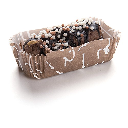 Restaurantware Panificio 4.5 Ounce Baking Cups 200 Ridged Cupcake Liners - Oven-Ready Freezable Brown And White Paper Muffin Cases Disposable Chocolate Wisp For Wedding Parties Baby Showers