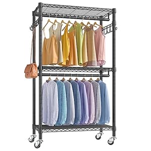 Vipek r2 medium rolling clothes rack heavy duty clothing rack for hanging clothes adjustable metal wire shelving portable closet with wheels side hooks freestanding closet wardrobe black  urban country home decor