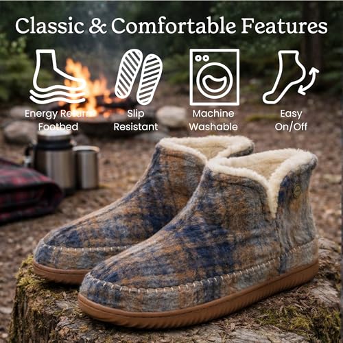 Image of Dearfoams Men's Memory Foam Indoor House Slippers Brixen Ankle Boot House Shoes - Gifts for Men