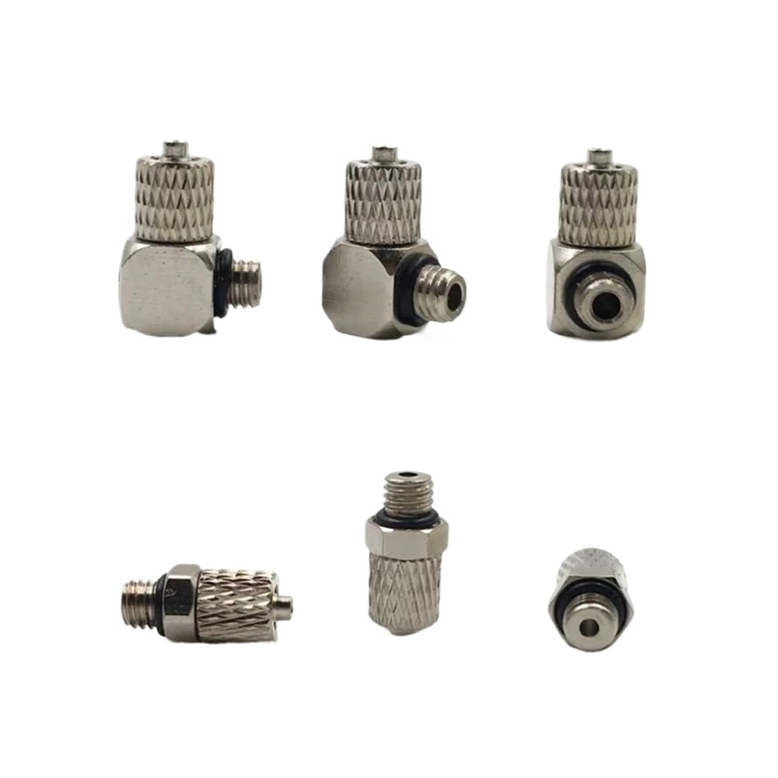 Lot De 5 Raccords Rapides Pneumatiques Filetage Mâle M3 M5 M6 - Pour Tuyaux OD 4mm, 6mm - Métal Argenté