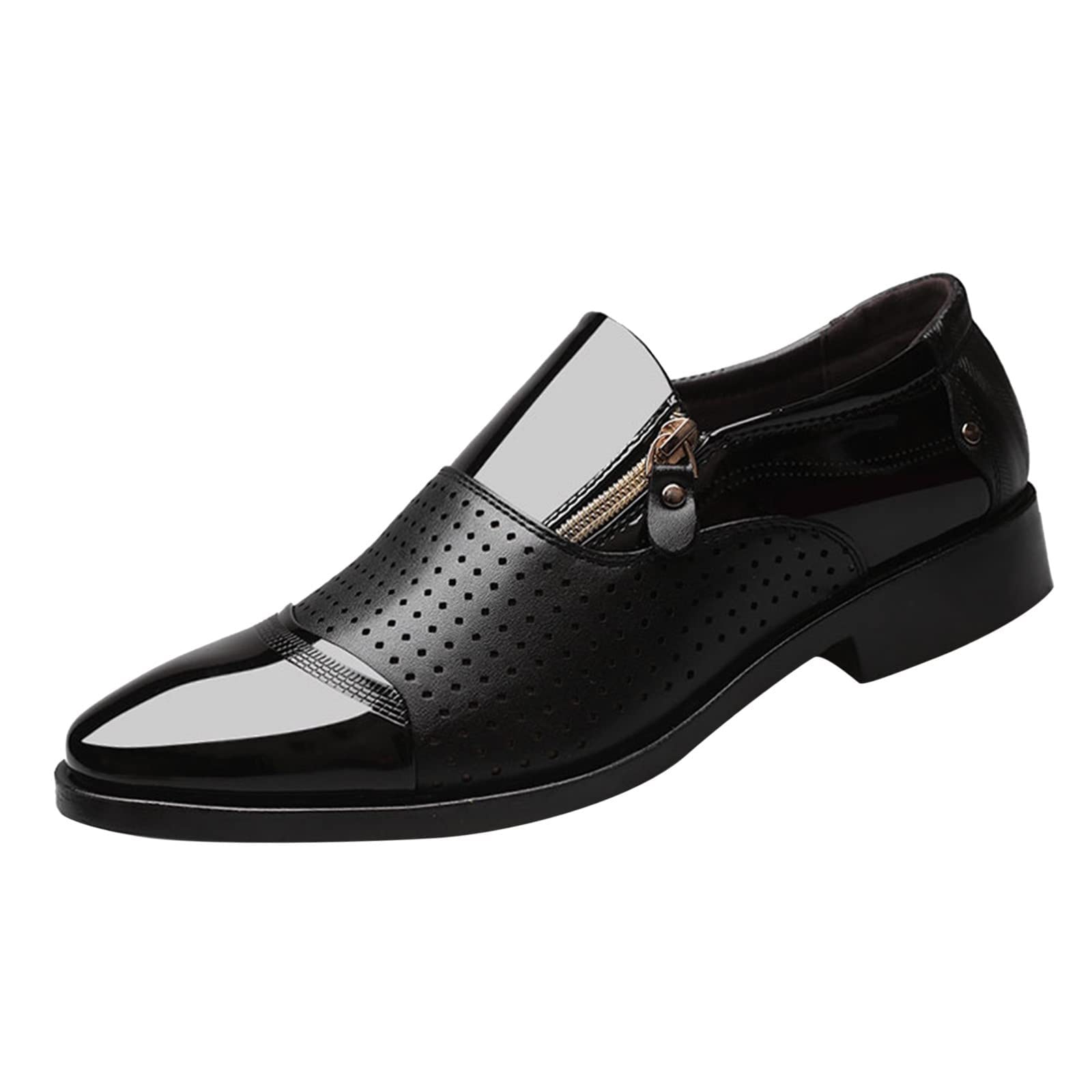 HINDOLA Mens Oxford Dress Shoes Anti-Slip Leather Business Shoes Casual Commuting Breathable Classic Wedding Shoes