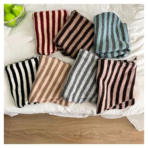 Fashion Women Wool-Blend Knitted Striped Triangle Scarf Winter Warm Lady Shawl Blanket Versatile Scarves(06)3