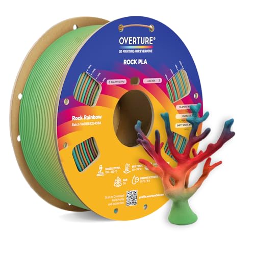 Image of OVERTURE Rock PLA Filament 1.75mm, Marble PLA 3D Printer Filament 1kg Spool (2.2lbs), Dimensional Accuracy + /- 0.02 mm, Fit Most FDM Printer (Rock Rainbow)