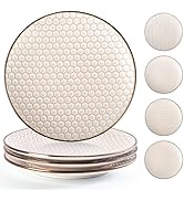 Gooditour Ceramic Salad Plates Set - 8.5 Inch Small Dinner Plate - Embossed Stoneware Dishes for ...