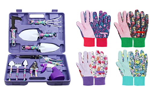 Set de Herramientas de Jardín 10 en 1 con Guantes Florales miniatura 1