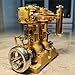 Vintage L2 2-Cylinder Steam Engine Model - Die-Cast Brass, for Adult Hobbyists - Fits 70-130cm Boat Model Build - Collection Kit, Runs Smoothly