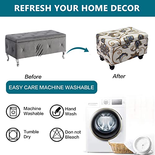 Krfoonn Rectangle Ottoman Covers Stretch Storage Ottoman Slipcovers Printed Folding Storage Ottoman Bench Cover Footrest Stool Slipcover Furniture Protector For Living Room Bedroom (Small, 03) #TOP3