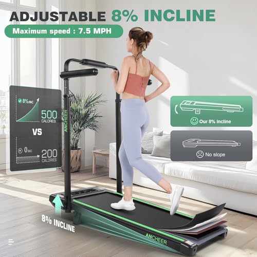 Image of Walking Pad Treadmill with Incline & Adjustable Height, Under Desk Treadmills with Removable Desk Workstation,Foldable Treadmill for Home with Handle /Office 300lbs Max