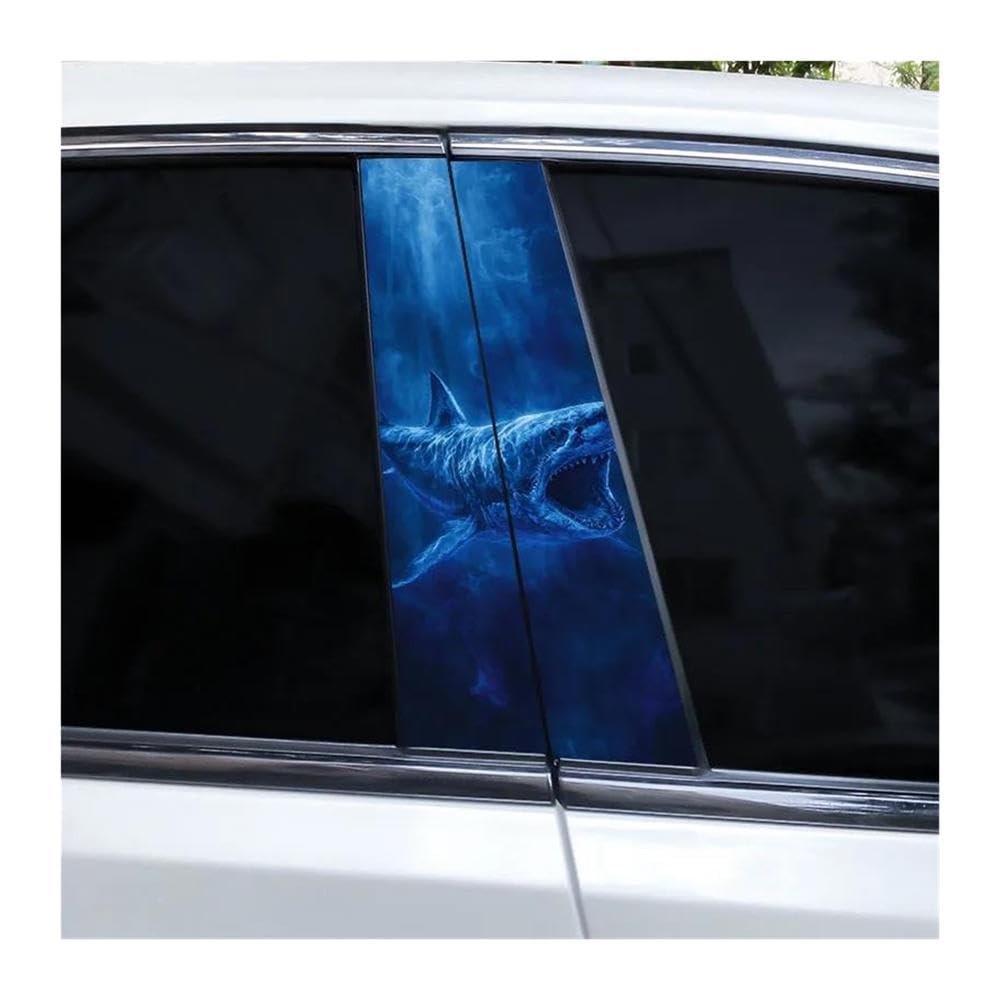 Body Parts 1pair Car Door Pillar Decoration Sticker Horror Shark Sticker DIY Car Center Column Sticker(I)