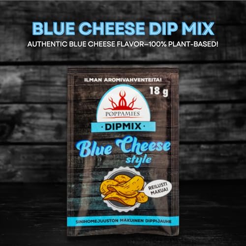 Poppamies Dipmix Blue Cheese Style – Veganes Dippulver mit Blauschimmelkäsegeschmack für Chicken Wings, Gemüse und Snacks – Glutenfrei, Laktosefrei – 18 g