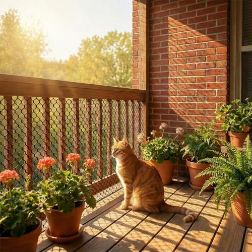 Image of Plastic Wire Mesh Fence Roll, GENNIZZ 15.7IN x 50FT Plastic Chicken Wire Mesh, Balcony Garden Floral Netting Fencing Barrier for Cat Dog(0.4m x 15m)