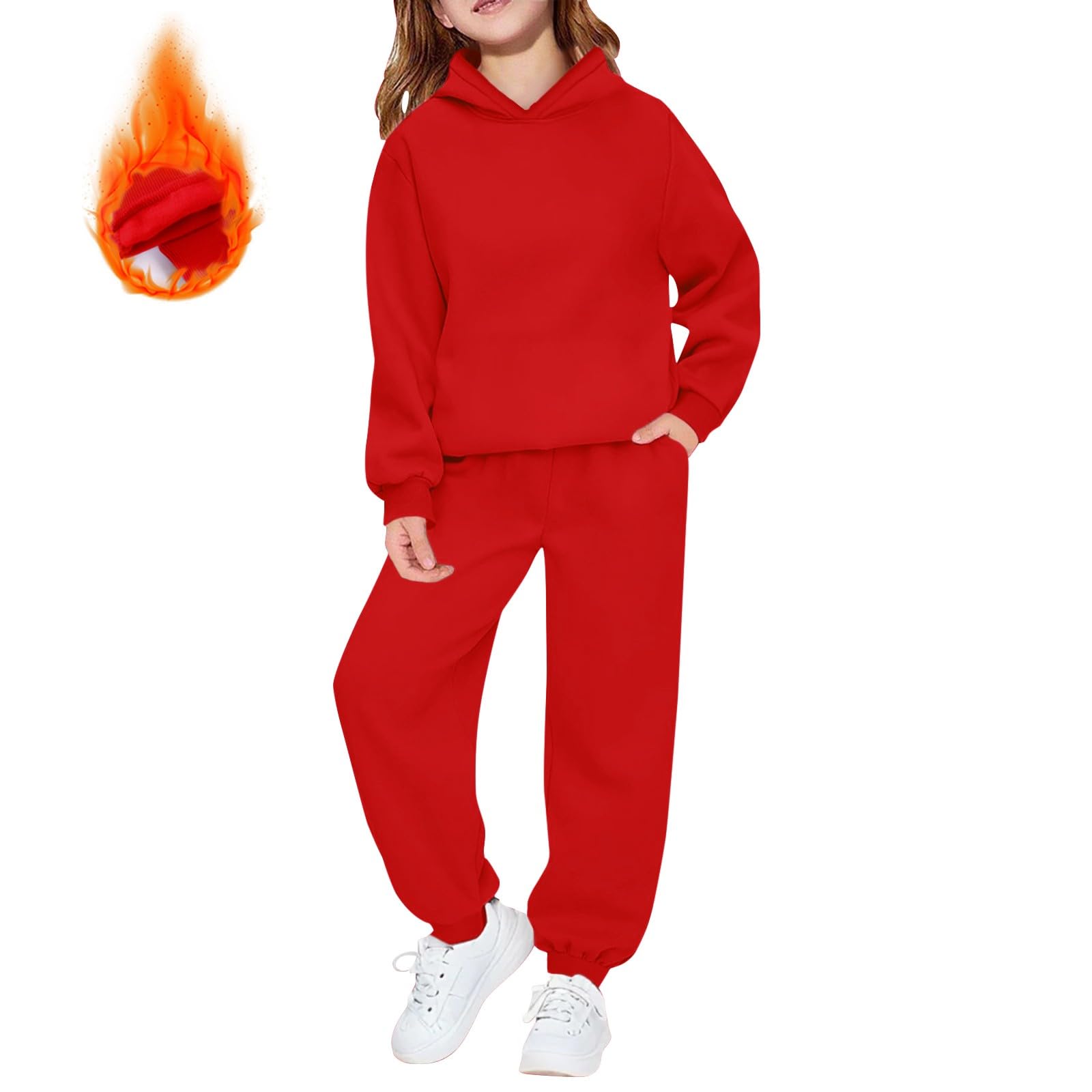 Ensemble 2 pièces à capuche et jogging en coton pour adolescentes et enfants - Doux - Pour la course à pied et le sport