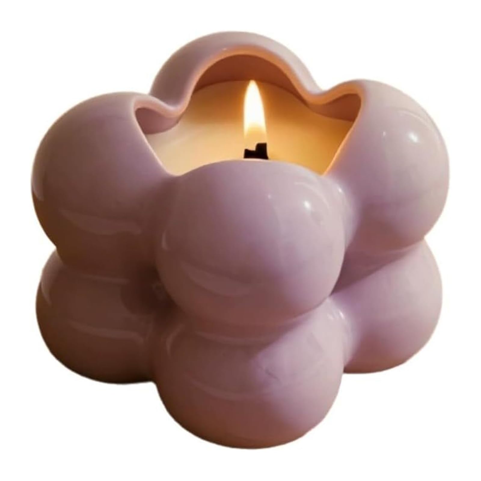 Scented Candle, Ceramic Aromatherapy Candle with Soy Wax and Botanical Essential Oils Purple(Pear Freesia)