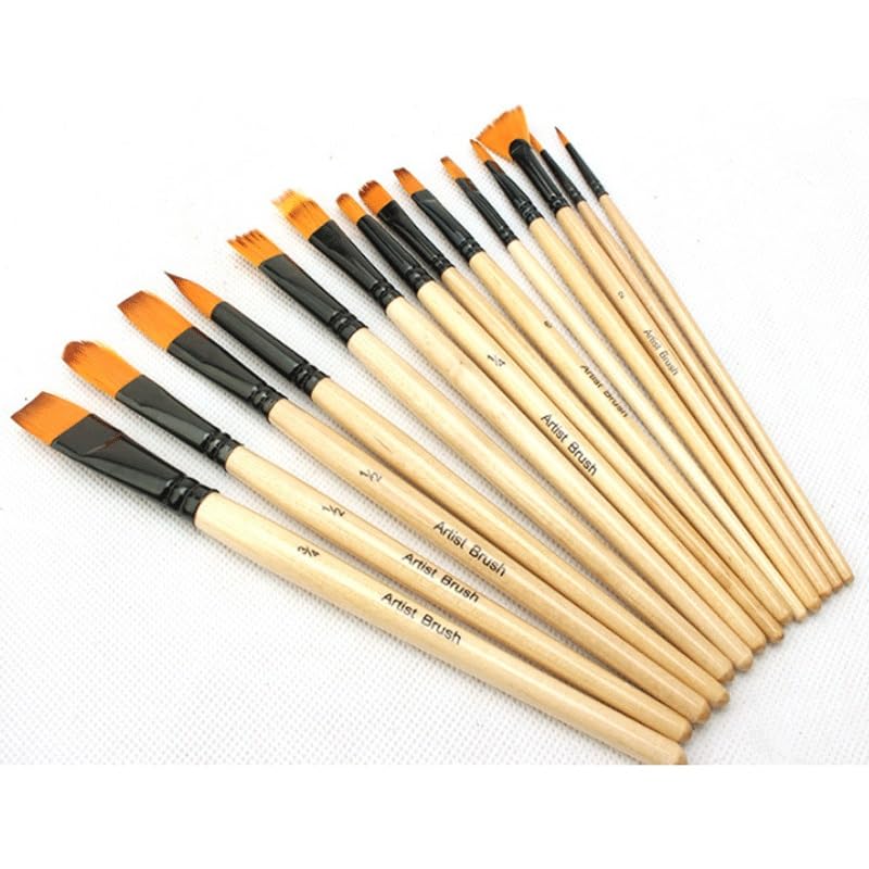 Ensemble De 14 Pinceaux À Gouache en Nylon, Idéal pour Les Artistes Et Les Étudiants en Acrylique.(D-24,5 * 28Cm)