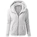 Produktbild Damen Wollejacke FORH Frauen Hooded Woolmix Coat Mit Kapuze Pullover Mantel Winter Warm Zipper Strickjacke Outwear Hoodie Baumwolle Wintermantel Trenchcoat Größen S-5XL wählbar (M, Hell grau)