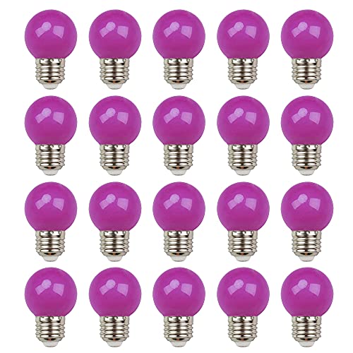 ZFQ 20 Pack E27 Bayonet Colored LED Light Bulbs 2W G45 Golf Ball Mini Globe Bulb Lighting Bulbs,Purple for Outdoor Indoor String Patio Garden Party Christmas