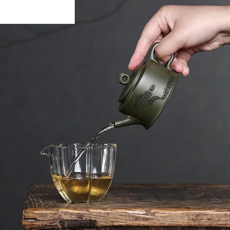 Czajnik do herbaty 200 ml czajniczek z fioletowej gliny ręcznie robiony duży kaliber garnek surowa ruda zielone błoto czajnik chiński zestaw do herbaty Zisha do herbaty rzemieślniczy czajniczek do