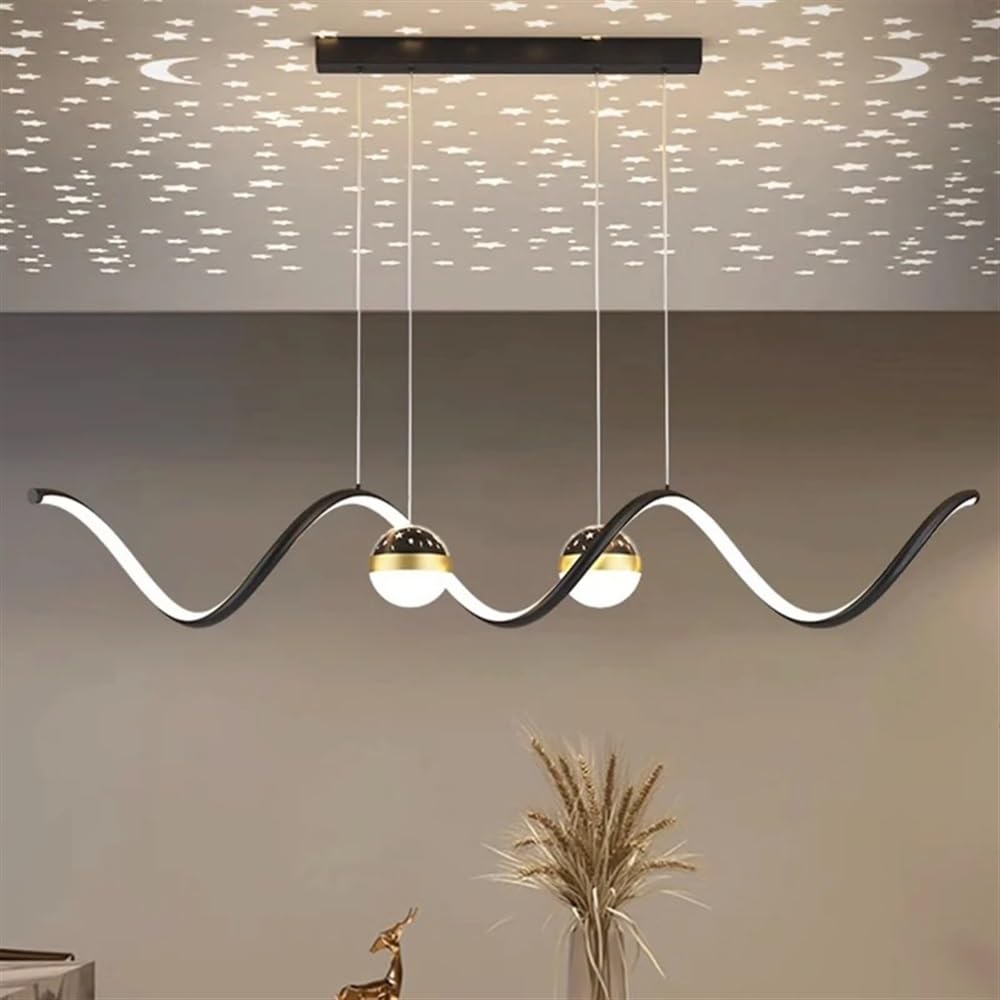 Lustre LED noir blanc froid pour éclairage de table à manger moderne - 8