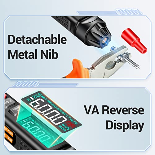 Aneng Pen Type Digital Multimeter Ac/Dc Voltage Tester 6000 Counts Intelligent Professional Current Meter Non-Contact Voltmeter Sensor Pen Test With Resistance Continuity Capacitance Diode Live Wire #TOP2