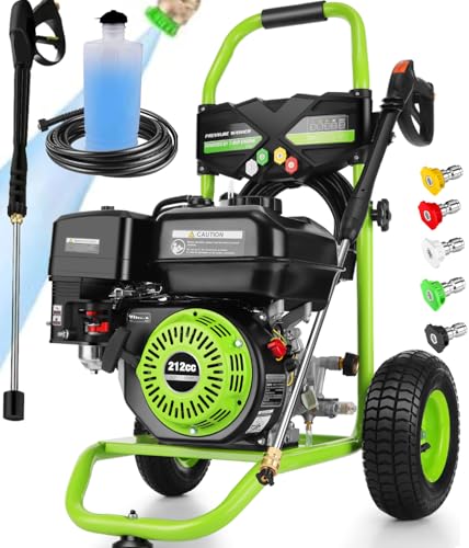 4200PSI Pressure Washer 4.0GPM Gas Power Washer 212CC Gas Powered Washing Machine Commercial High Pressure Washer with 25ft Hose&5 Nozzles for Patio Garden Yard Vehicle,EPA/CARB/ETL (Green&Black)