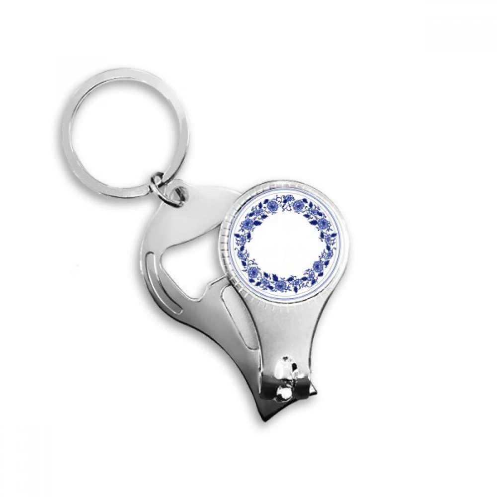 Porte-clé fleur bleue culture chinoise : pendentif pour clés de maison