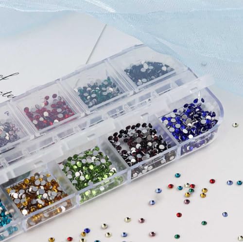 Ttsam 206641 2400 Pieces Flat Back Rhinestones Colorful Round Glass Gems For Nail Art & Face Makeup Flatback Crystal Rhinestone thumb #4