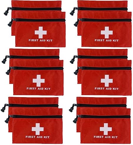 MTGHYARE 12 Pack Small First Aid Kit Bag Empty, 7.9 x 5.5inch First Aid Bag Pouch Bag for Home Office Car Businesses Camping(Empty Bag)