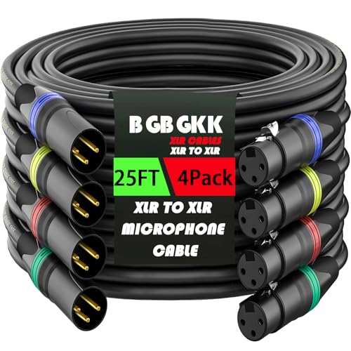 Câbles XLR de 7,6 m multicolores pour câblage de micro et haut-parleur