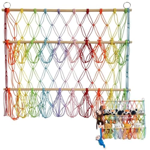 Macramé tissé à main et filet de rangement de jouets suspendus