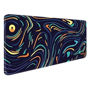 Tukzer Retro Extended Gaming Mouse Pad, High-Speed Mouse Tracking & Control | Stitched Edges, Non-Slip Rubber Base| for Computer Laptop Keyboard Office Home (795mm x 298mm x 3.45mm, Color Waves)