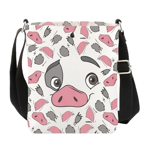 TOBGBE Pua Pig Adjustable Crossbody Bag P The Pig Big Face Character Messenger Shoulder Purse Hawaiian Gifts for Movie Fans