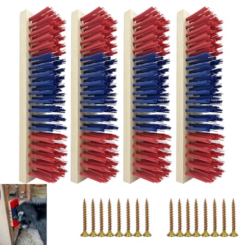Rdiegtzno 4 Pack Livestock Scratching Brushes Goat Scratcher Brush with 20 Screws Goat Grooming & Massage Scratch Brushes for Goat Horse Cow Sheep Pig Goat Supplies Goat Toys(Red)