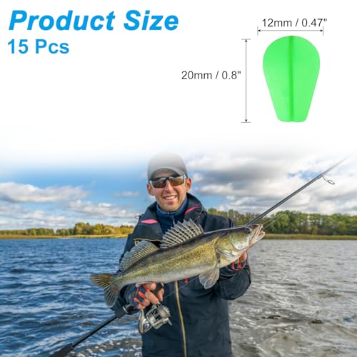 PATIKIL Fishing Float Foam, 15 Pack EVA Water Drop Strike Indicator Bobber Teardrop Floating for Crappie Trout Bass Fly Fishing, Green