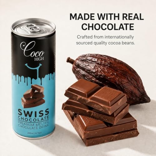 Image of CocoHigh Swiss Chocolate Drink 200ml | Luxury Thick & Creamy Chocolate Milkshake | Ready-to-Drink Chocolate Milk Beverage Made with Real Swiss Cocoa | No Added Preservatives
