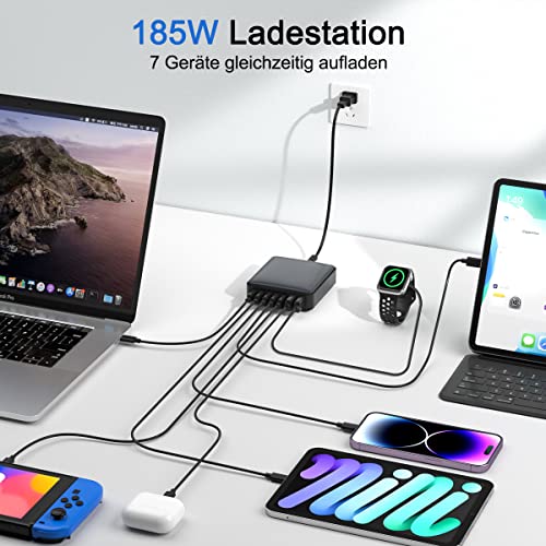 Awozie USB C Ladegerät 185W 7-Port GaN