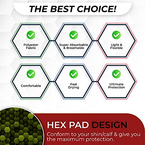 Advanta Sports Soccer Shin Guards For Kids Youth - Protective Soccer Gear Boys, Girls - Adults Men Women Compression Sleeve - Soccer, Football, Boxing, Biking Shin Pads, High Impact Resistant, 1 Pair #TOP5