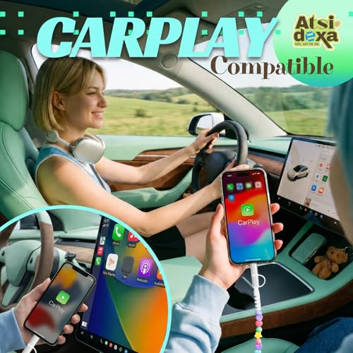 Image of 4-in-1 Beaded Charging Cable, MFi Certified, Works with CarPlay, 3.3FT 60W Fast Charger Cord for iPhone 17 /16 /15 /14 /13 /12 /11, iPad, Samsung, Android and More (Pastel Charms)