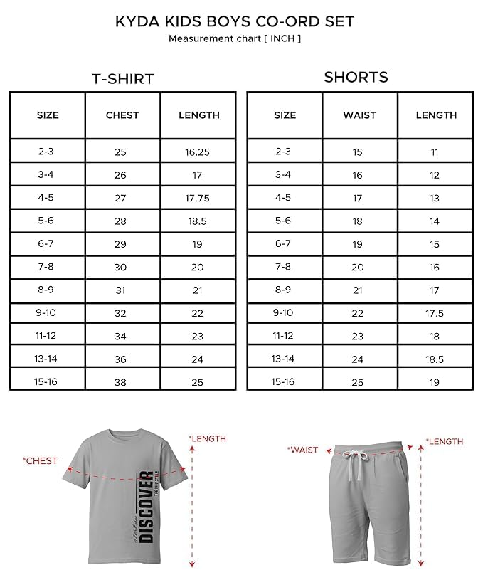 Image of KYDA KIDS Boys 100% Pure Combed Cotton Co-ord Clothing Set Premium Printed T-Shirt & Shorts | Relaxed Fit Summer Outfit for Kids