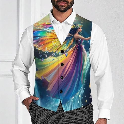 Beautiful Butterfly Fairy Mens Slim Fit Suit Vest Dress Waistcoat Casual Business Vest2