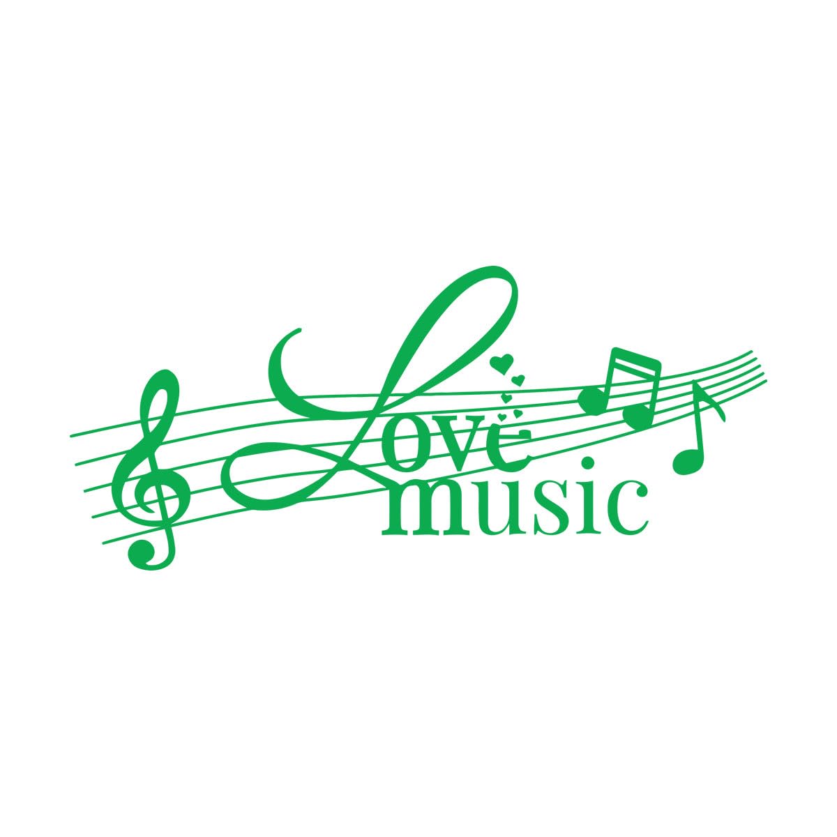 Music Love Clef Musical Notes Melody Wall Decals 42x91.8cm Equipped with Transfer Film kit Large Green — image 1